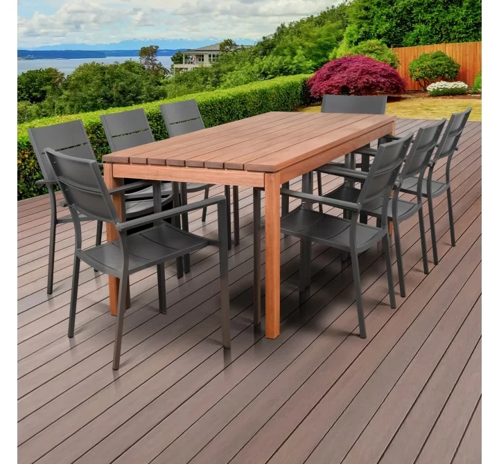 Amazonia Koningsdam 9 Piece Rectangular Patio Dining Set 
