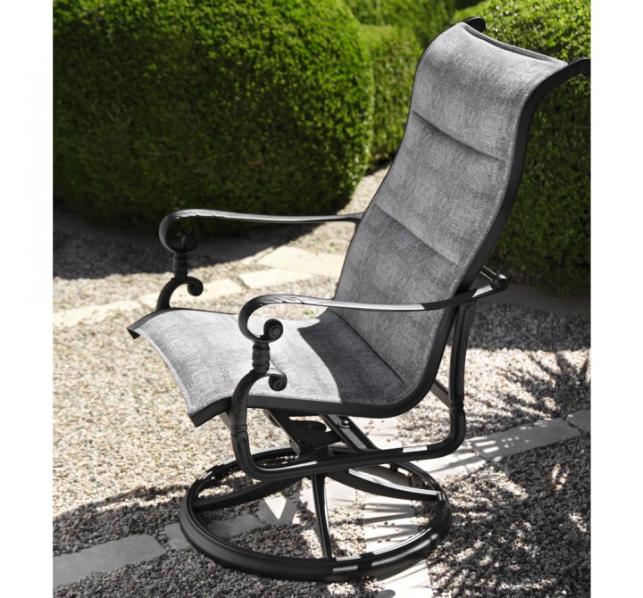 Woodard Avondale Padded Sling Dining Arm Chair - Lifestyle Angled