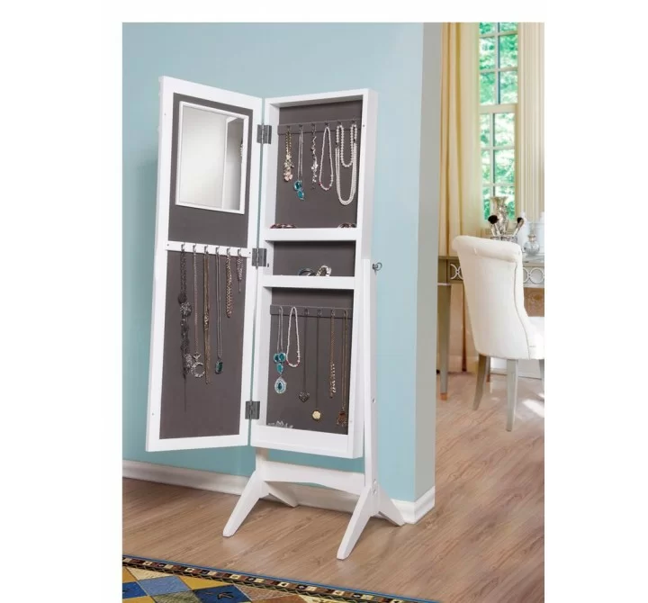 Ashley Jewelry Armoire Cheval Mirror  - Open