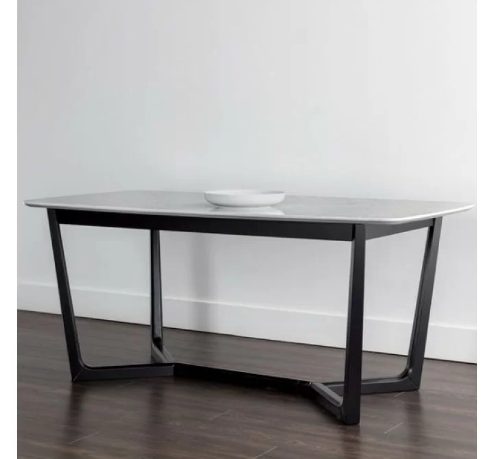 Sunpan Kali Dining Table 70.5" in Black - Grey Marble - Lifestyle