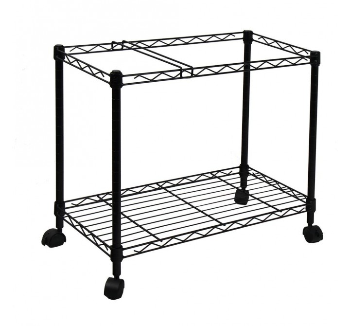 Oceanstar Portable 1-Tier Metal Rolling File Cart (Black) - Angled