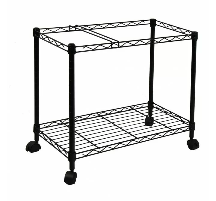 Oceanstar Portable 1-Tier Metal Rolling File Cart (Black) - Angled