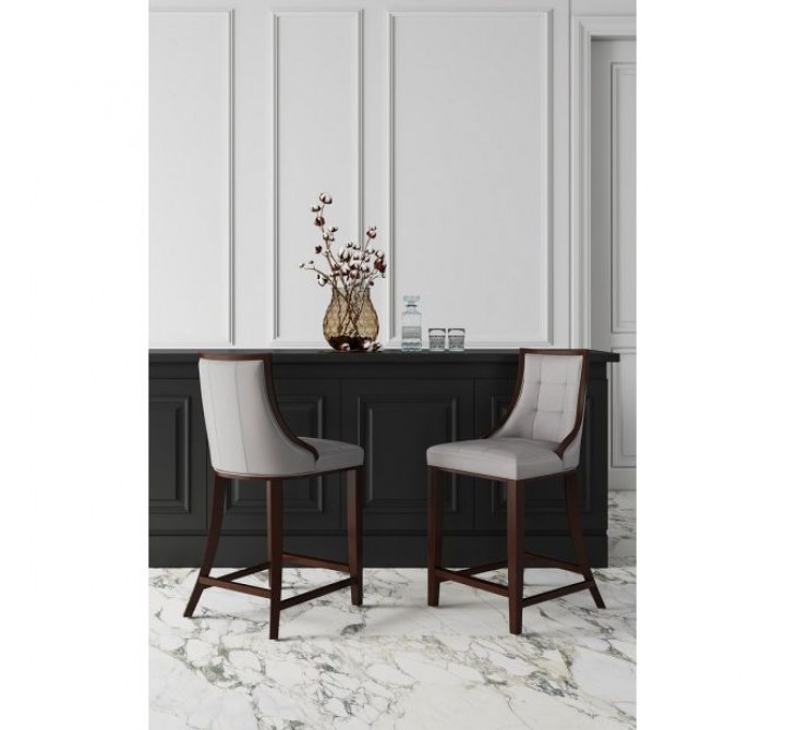 Manhattan Comfort Fifth Avenue Faux Leather Counter Stool in Light Grey