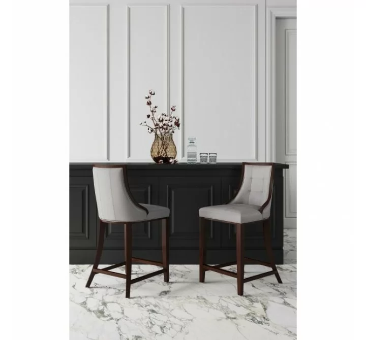 Manhattan Comfort Fifth Avenue Faux Leather Counter Stool in Light Grey