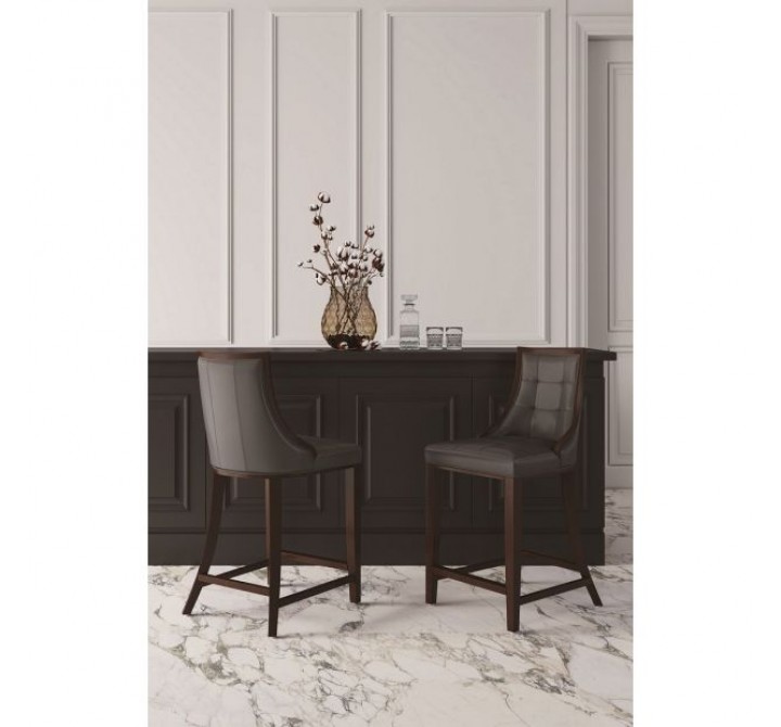 Manhattan Comfort Fifth Avenue Faux Leather Counter Stool in Pebble Grey