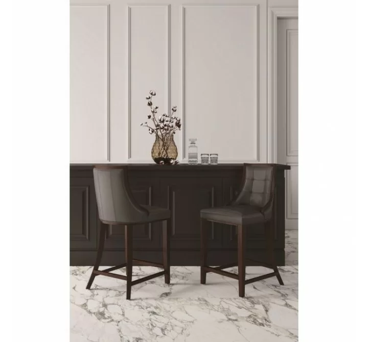 Manhattan Comfort Fifth Avenue Faux Leather Counter Stool in Pebble Grey