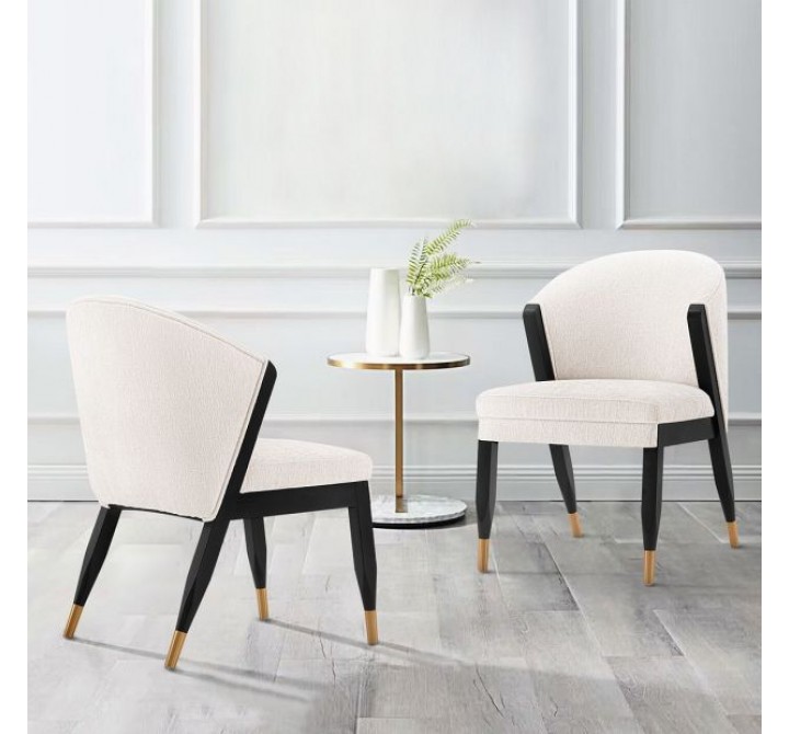 Manhattan Comfort Modern Ola Chenille Dining Chair In Cream- Set of 2