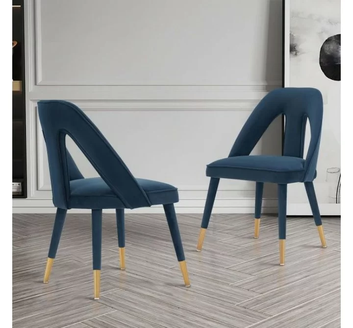 Manhattan Comfort Modern Neda Velvet Dining Chair In Midnight Blue Set of 2