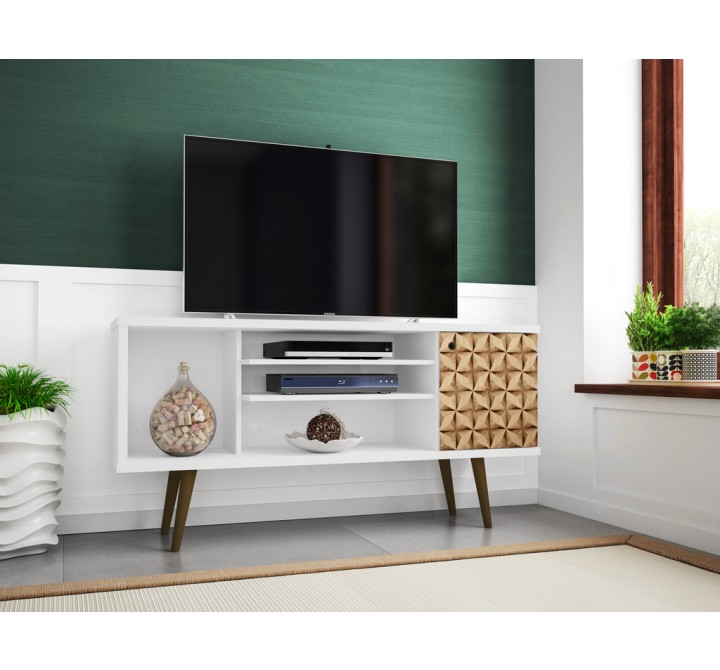 Liberty 53.14" Mid Century - Modern TV Stand with 5 Shelves and 1 Door - Lifestyle