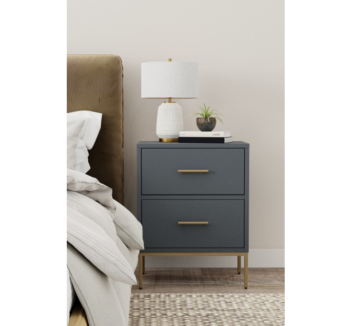 Alpine Furniture Madelyn Nightstand in Slate Gray - Lifestyle