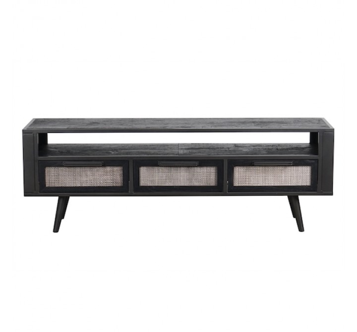 Nova Solo Nordic Smooth Boat Wood & Iron TV Dresser - 3 Drawers - Front Angle