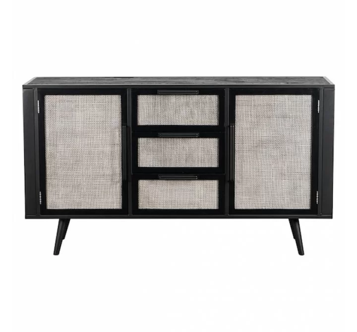 NovaSolo Nordic Smooth Boat Wood & Iron Buffet 2 Doors 3 Drawers