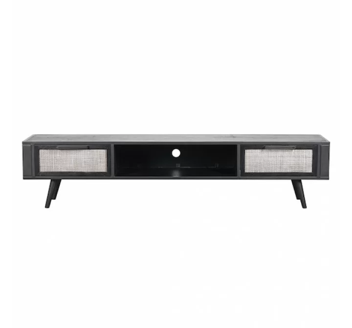 NovaSolo Nordic Mindi Smooth Boat Wood & Iron TV Dresser - 2 Drawers - Front Angle