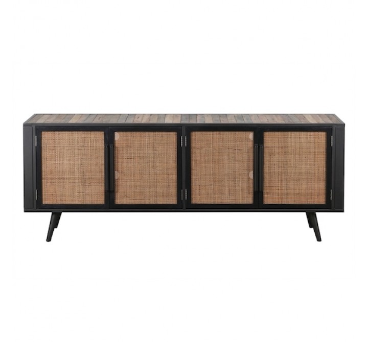 Nova Solo Nordic Rattan TV Dresser - 4 Doors - Front Angle