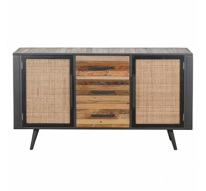 NovaSolo Nordic Rattan Buffet - 2 Doors 3 Drawers - Front Angle