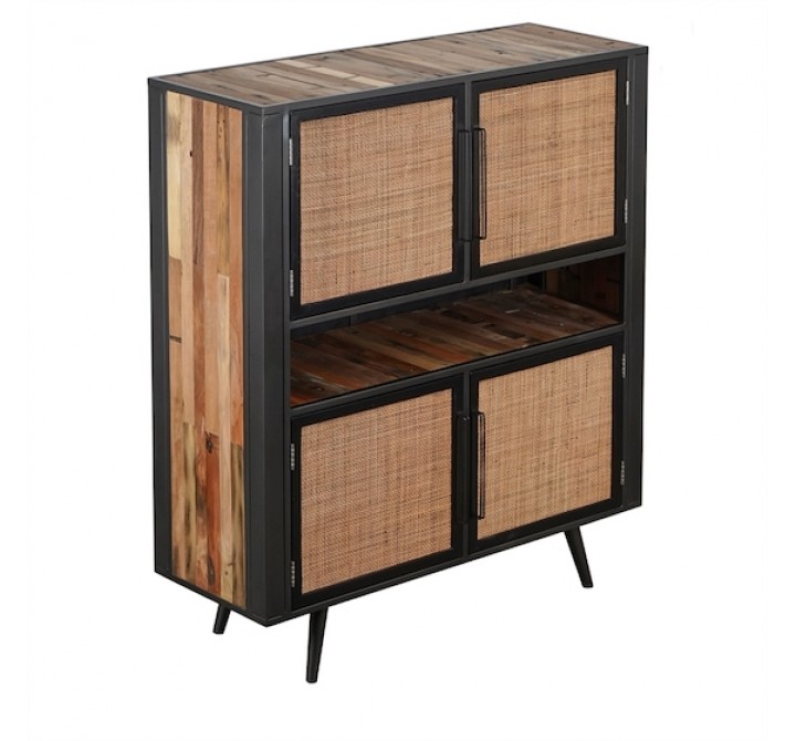 NovaSolo Nordic Rattan Boat Wood & Iron Buffet - 4 Doors