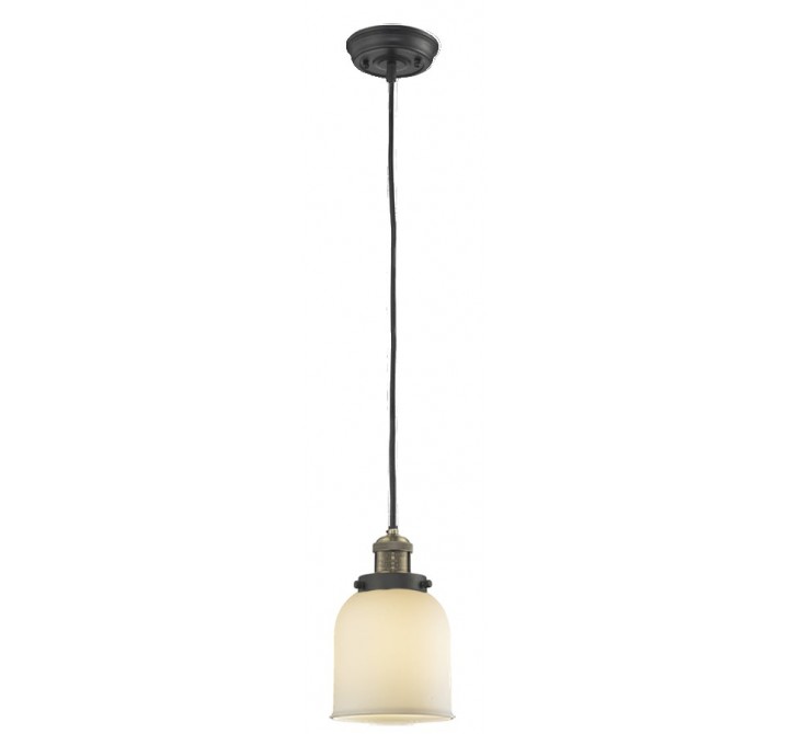 Glass Pendant With 10 Feet Cord - Brushed Brass - Matte White Cased Glass