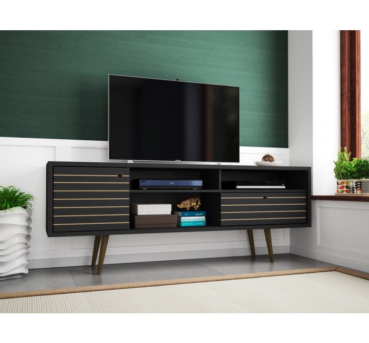  Liberty 70.86" Mid Century - Modern TV Stand - Black - Lifestyle