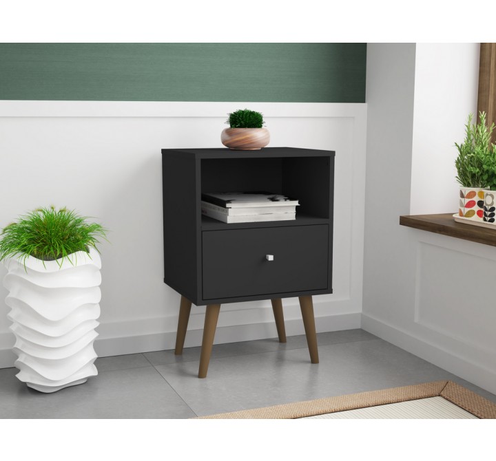 Liberty Mid Century - Modern Nightstand 1.0 - Black - Lifestyle