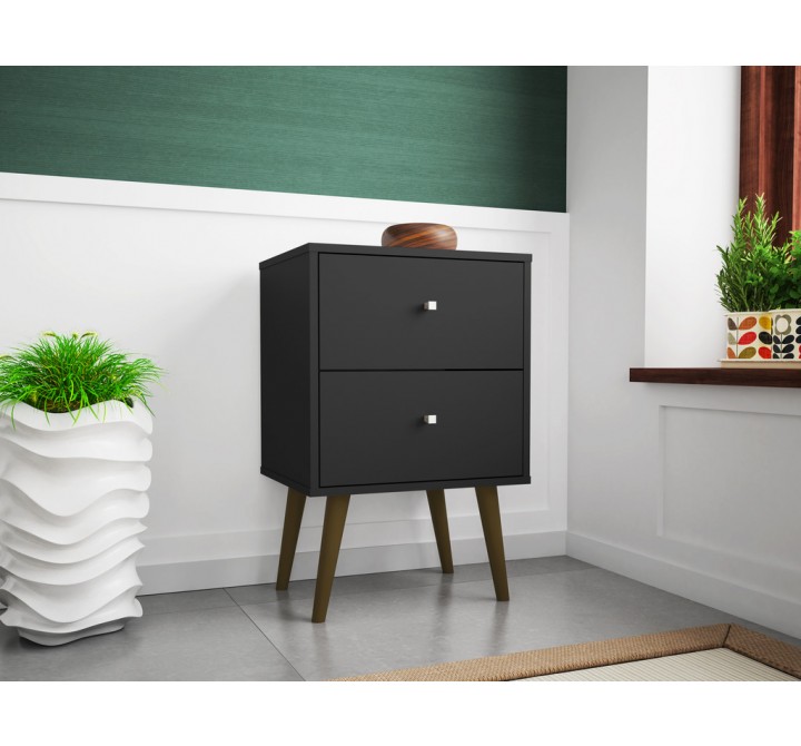 Liberty Mid Century - Modern Nightstand 2.0 - Black - Lifestyle