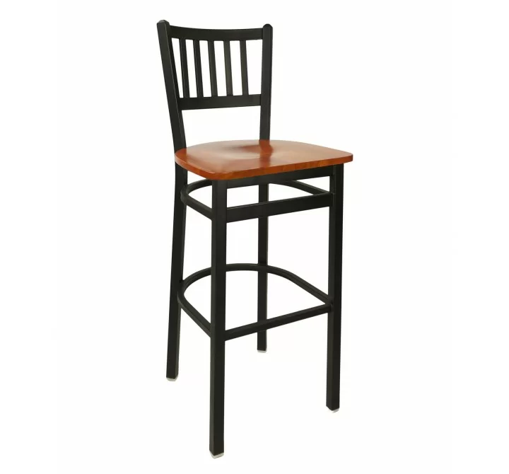 Troy Slat Back Barstool With Steel Frame And Sand Black Finish