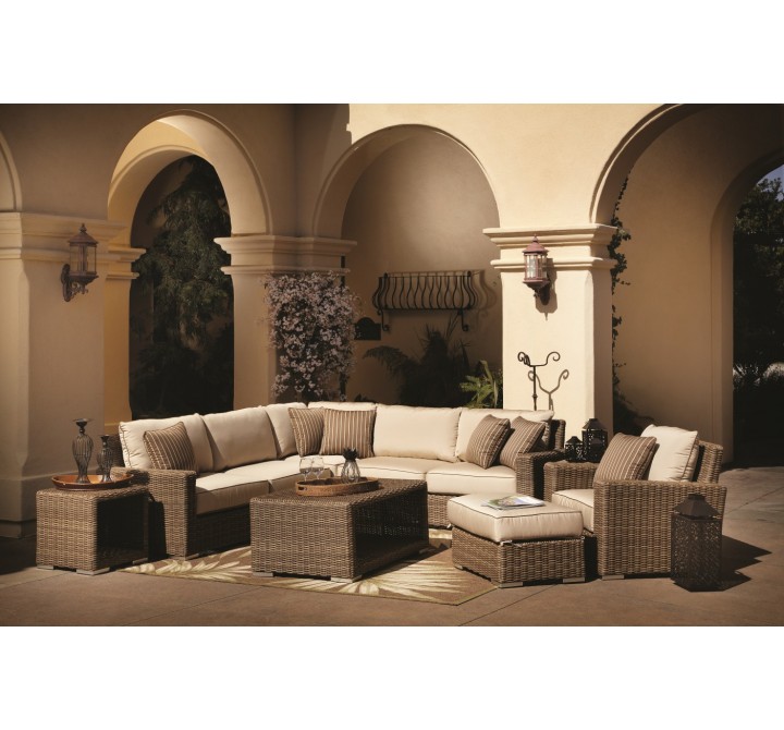 Sunset West Coronado Wicker Sectional With Cushions - Lifestyle