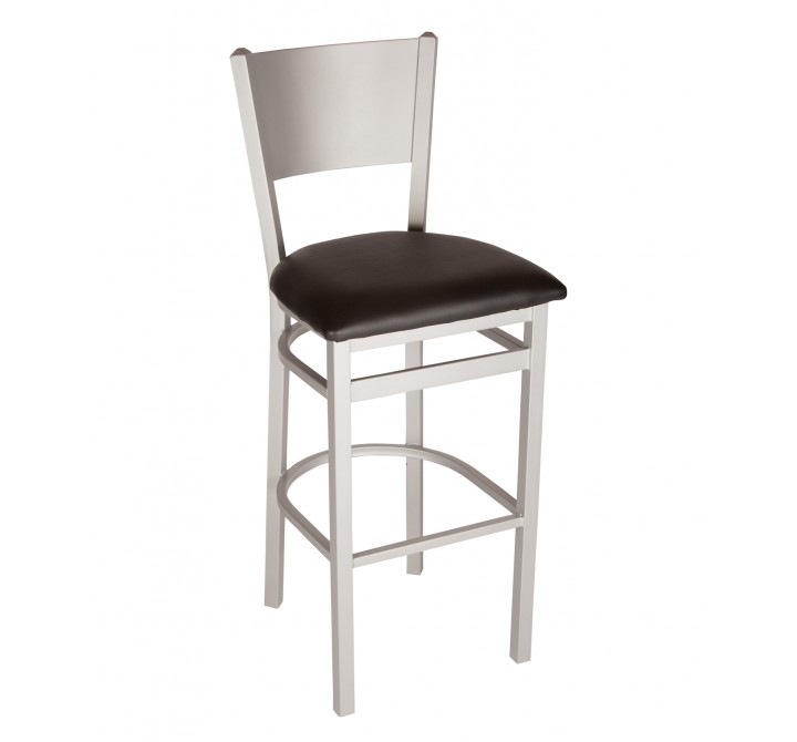 Axel Solid Steel Back Barstool With Steel Frame And Silver Mist Finish