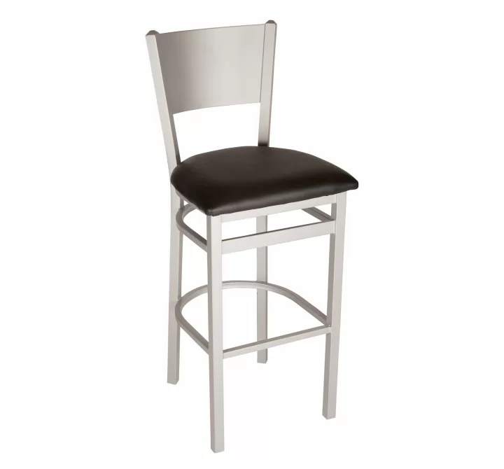 Axel Solid Steel Back Barstool With Steel Frame And Silver Mist Finish
