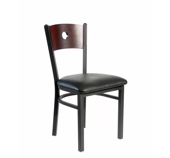 Darby Circle Wood Back Chair With Steel Frame And Sand Black Finish