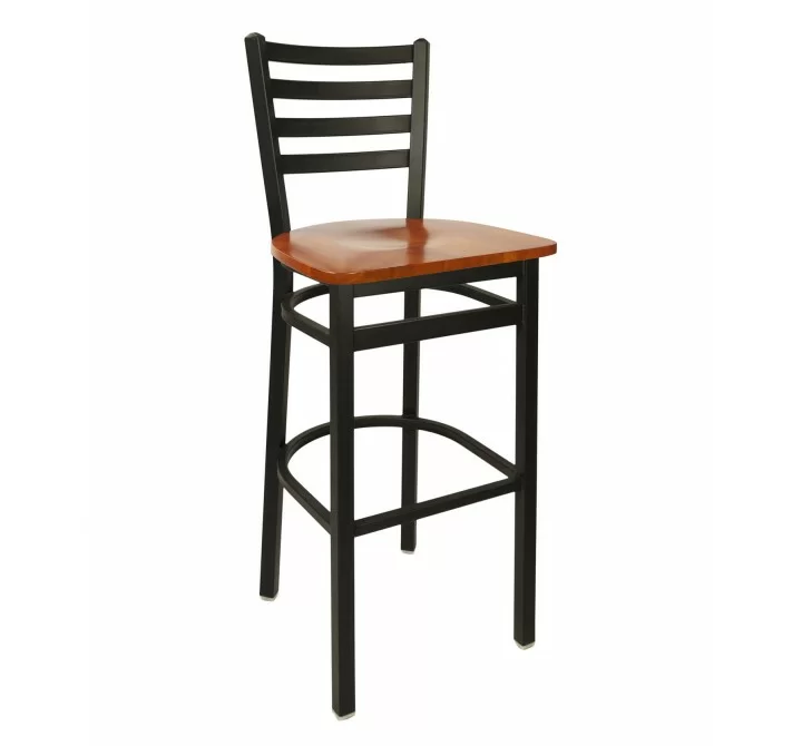 Lima Ladder Back Barstool With Steel Frame And Clear Coat Finish 