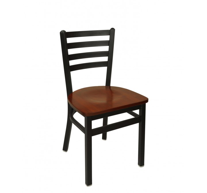 Lima Ladder Back Barstool With Steel Frame And Clear Coat Finish 