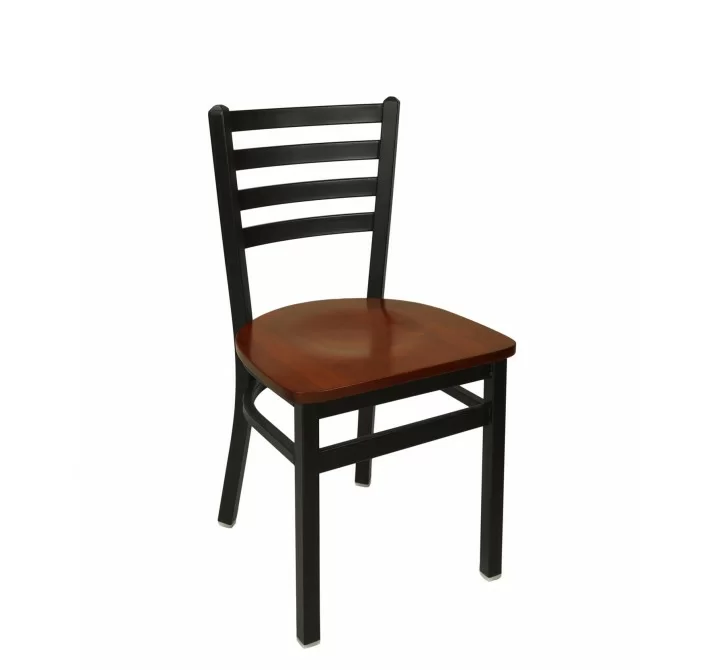 Lima Ladder Back Barstool With Steel Frame And Clear Coat Finish 