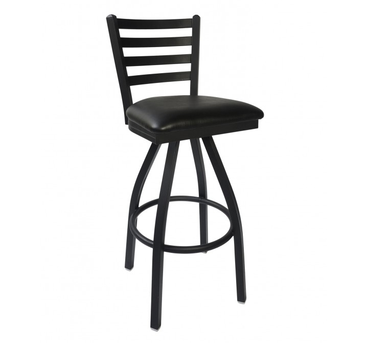 Lima Ladder Back Swivel Barstool With Steel Frame And Clear Coat Finish