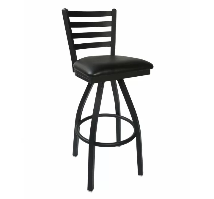 Lima Ladder Back Swivel Barstool With Steel Frame And Clear Coat Finish