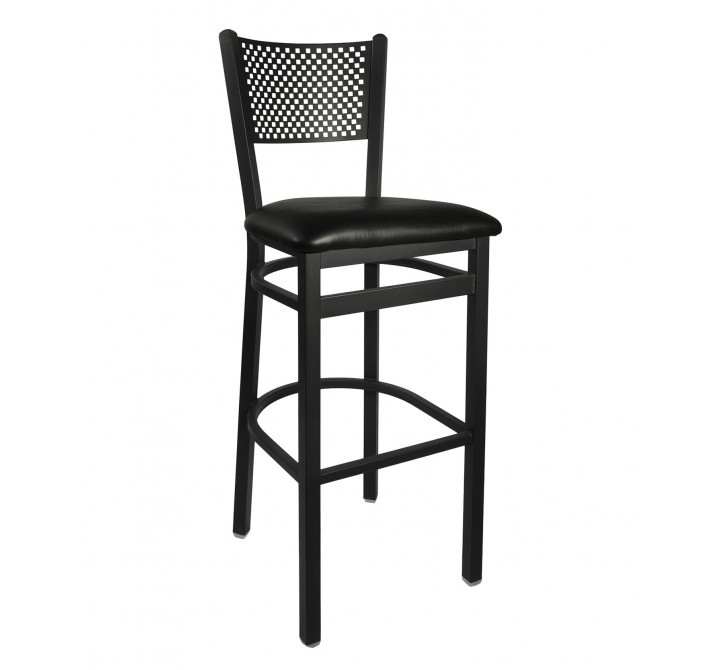 Polk Perforated Back Barstool With Steel Frame And Sand Black Finish