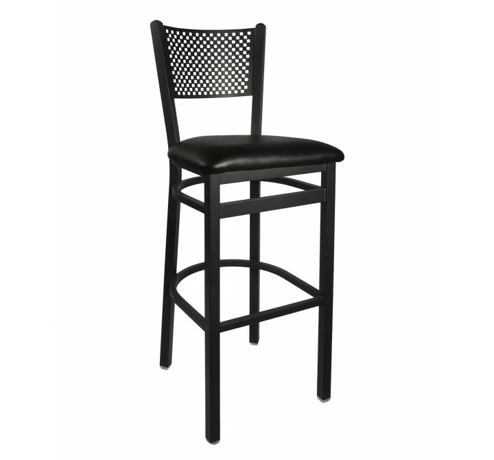 Polk Perforated Back Barstool With Steel Frame And Sand Black Finish