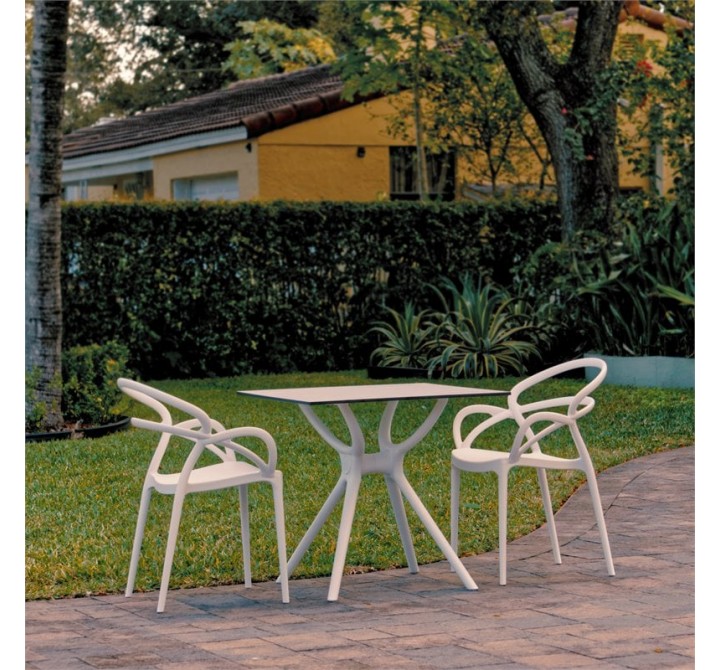 Compamia Mila Dining Set with 2 Arm Chairs White