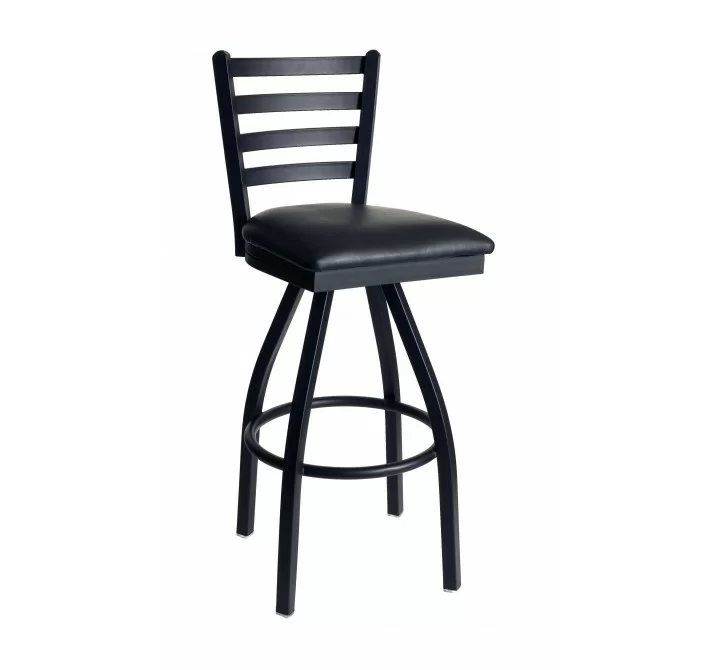 Marietta Window Pane Swivel Barstool With Steel Frame And Sand Black Finish