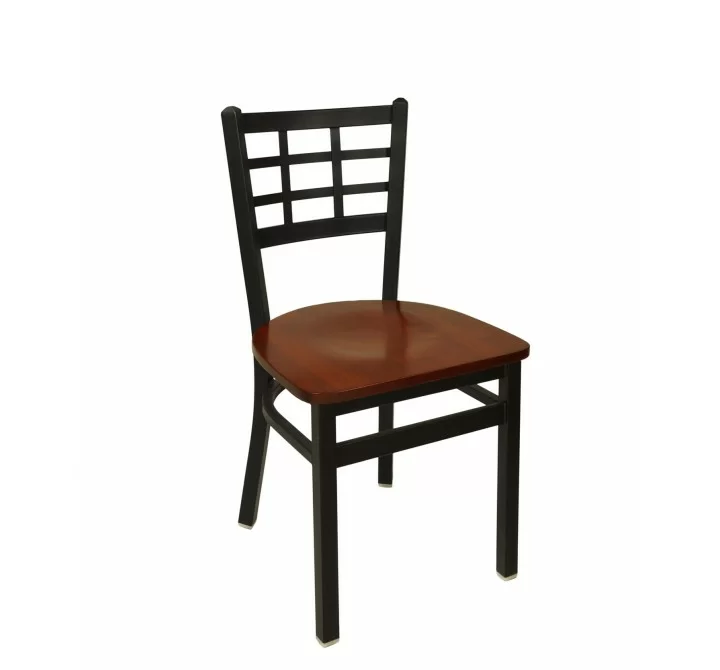 Marietta Window Pane Chair With Steel Frame And Sand Black Finish