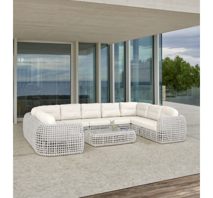 Skyline Design Dynasty 10-Piece Sectional Set with Sunbrella Cushions Whtie