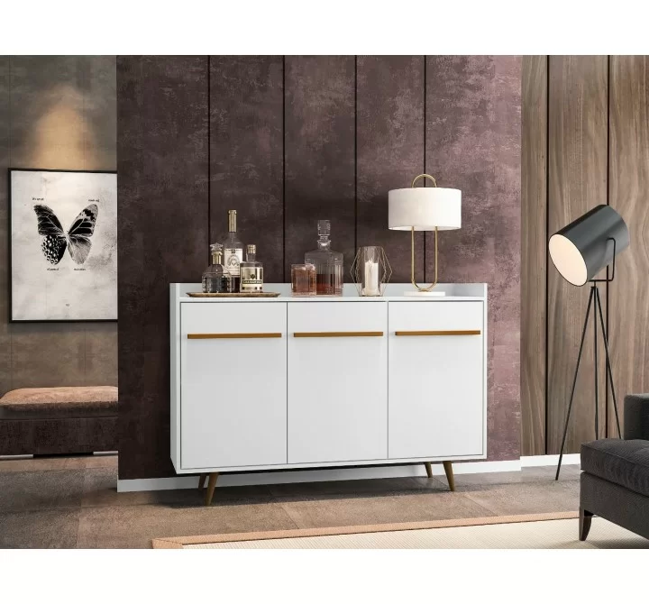 Manhattan Comfort Bradley 53.54 Buffet Stand with 4 Shelves in White