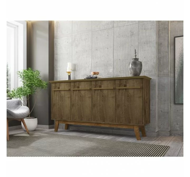 Manhattan Comfort Yonkers 62.99 Sideboard with Solid Wood Legs and 2 Cabinets in Rustic Brown