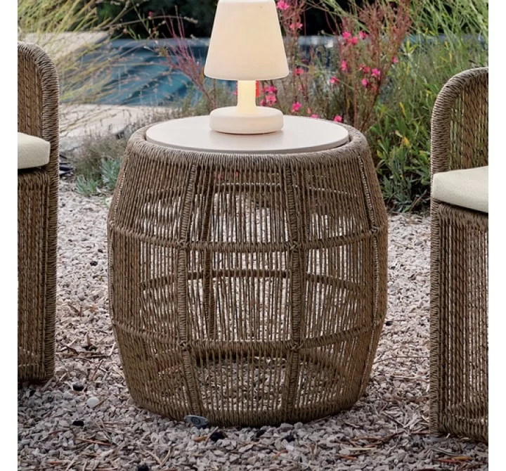 Skyline Design Calixto Side Table with Glass Outdoor