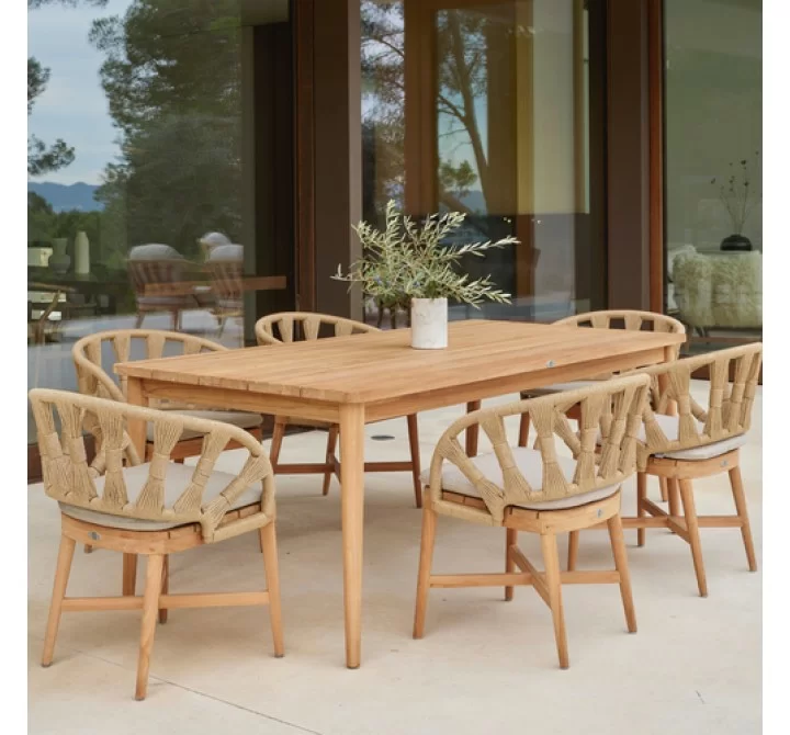 Skyline Design Krabi Rectangular Teak Dining Table Set