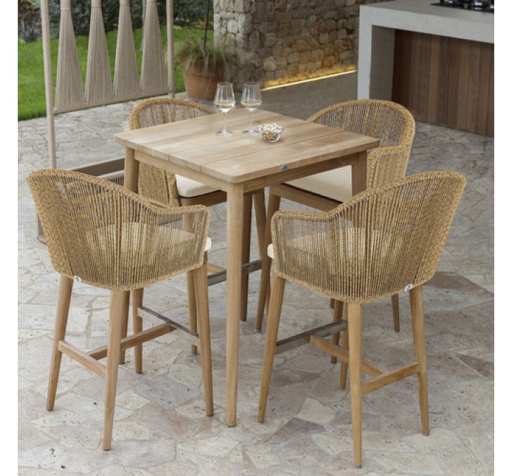 Skyline Design Calixto Square Teak Pub Table Set View
