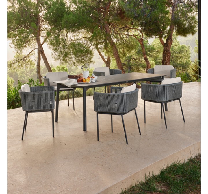 Skyline Design Boston Rectangular Dining Table with Glass Set View