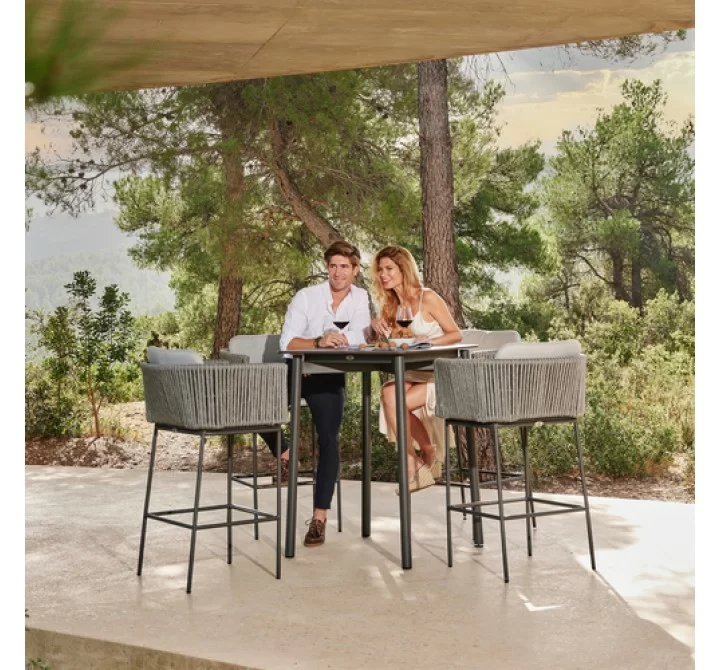 Skyline Design Boston Square Pub Table with Glass Set