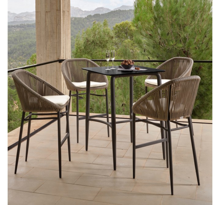 Skyline Design Rodona Square Pub Table with Glass Set