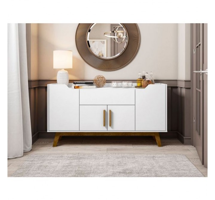 Manhattan Comfort Addie 53.54 Sideboard with 5 Shelves in White