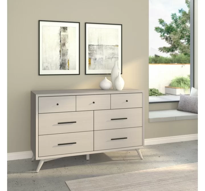 Alpine Furniture Flynn Mid Century Modern 7 Drawer Dresser, Grey - Lifestyle